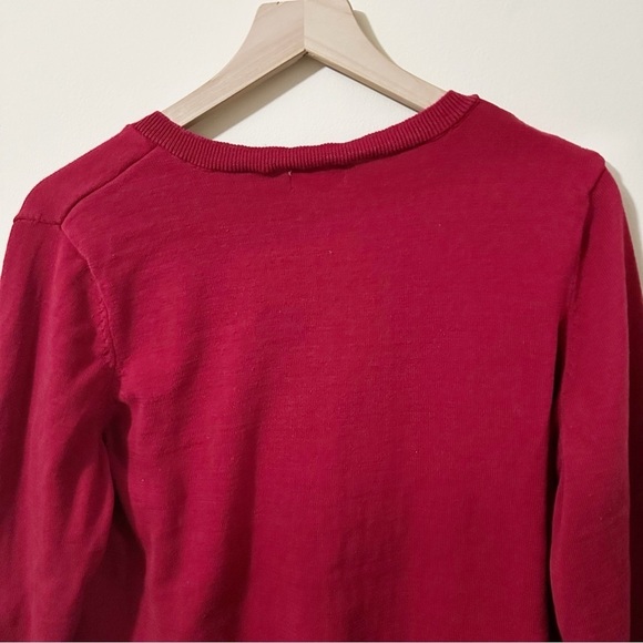 Maison Jules Womens Red Long Sleeve Sweater Side Slits Size XL - Picture 7 of 7